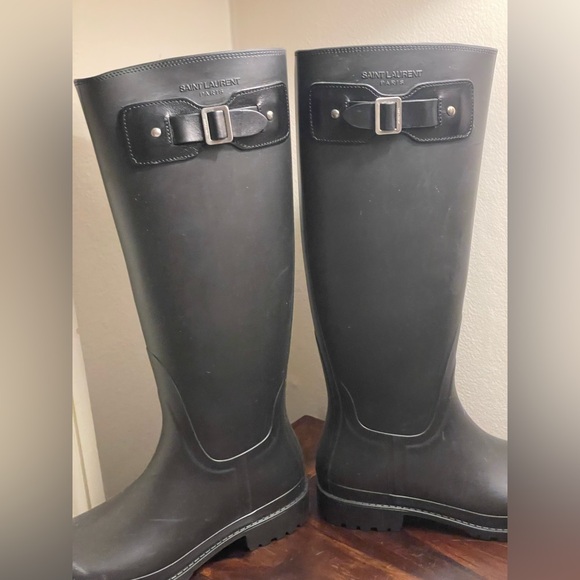 Saint Laurent Black Rain & Snow Boots - Picture 7 of 9